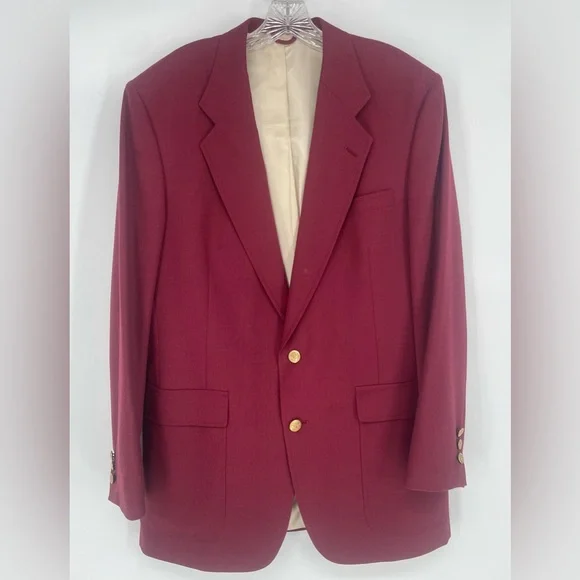 VTG Hart Schaffner Marx Jack Nicklaus Burgundy Blazer Gold Golf Bear Buttons